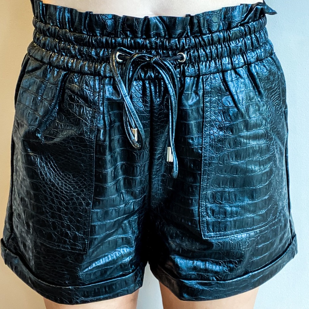 Black Vegan Faux Leather Shorts